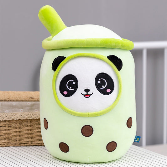 Cartoon Milk Tea Cup Plush Sofa Pillow Panda Expression