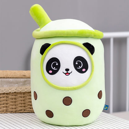 Cartoon Milk Tea Cup Plush Sofa Pillow Panda Expression