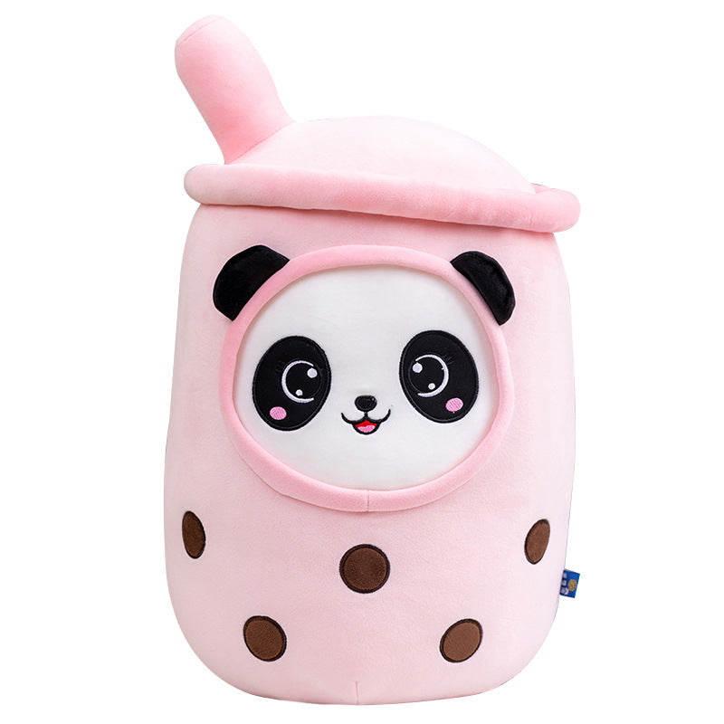 Cartoon Milk Tea Cup Plush Sofa Pillow Panda Expression