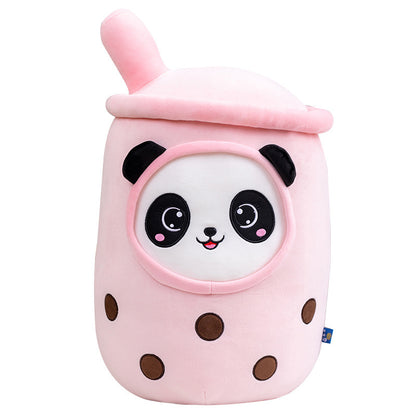 Cartoon Milk Tea Cup Plush Sofa Pillow Panda Expression