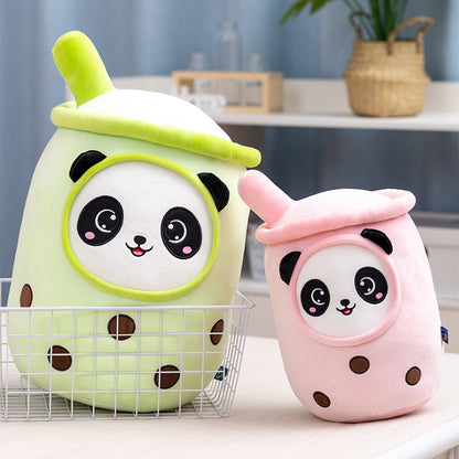 Cartoon Milk Tea Cup Plush Sofa Pillow Panda Expression