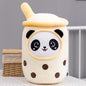 Cartoon Milk Tea Cup Plush Sofa Pillow Panda Expression